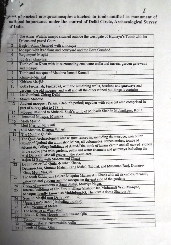 List of Mosque and Dargah under ASI